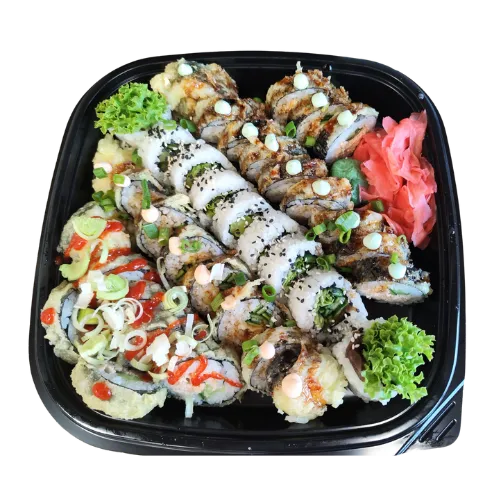 Zdjęcie przedstawia zestaw sushi gorąca tempura