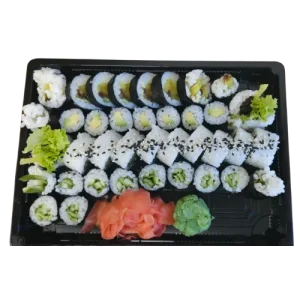 Zdjęcie przedstawia zestaw sushi vegan set